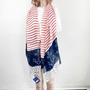 Sperry nautical blue orange scarf anchor stripe